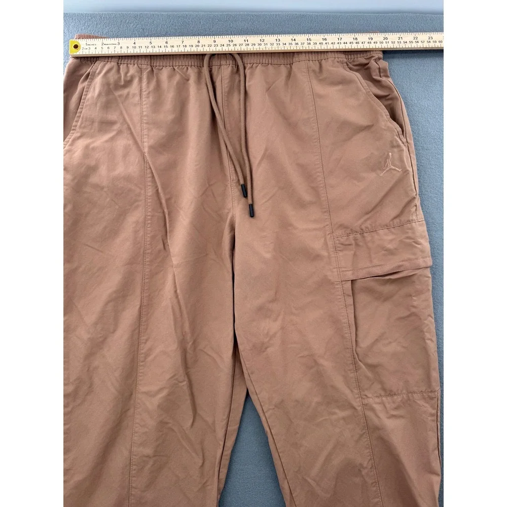 Jordan Cargo Pants Mens Large Tan Woven Drawstring Jumpman Logo Pockets Utility
